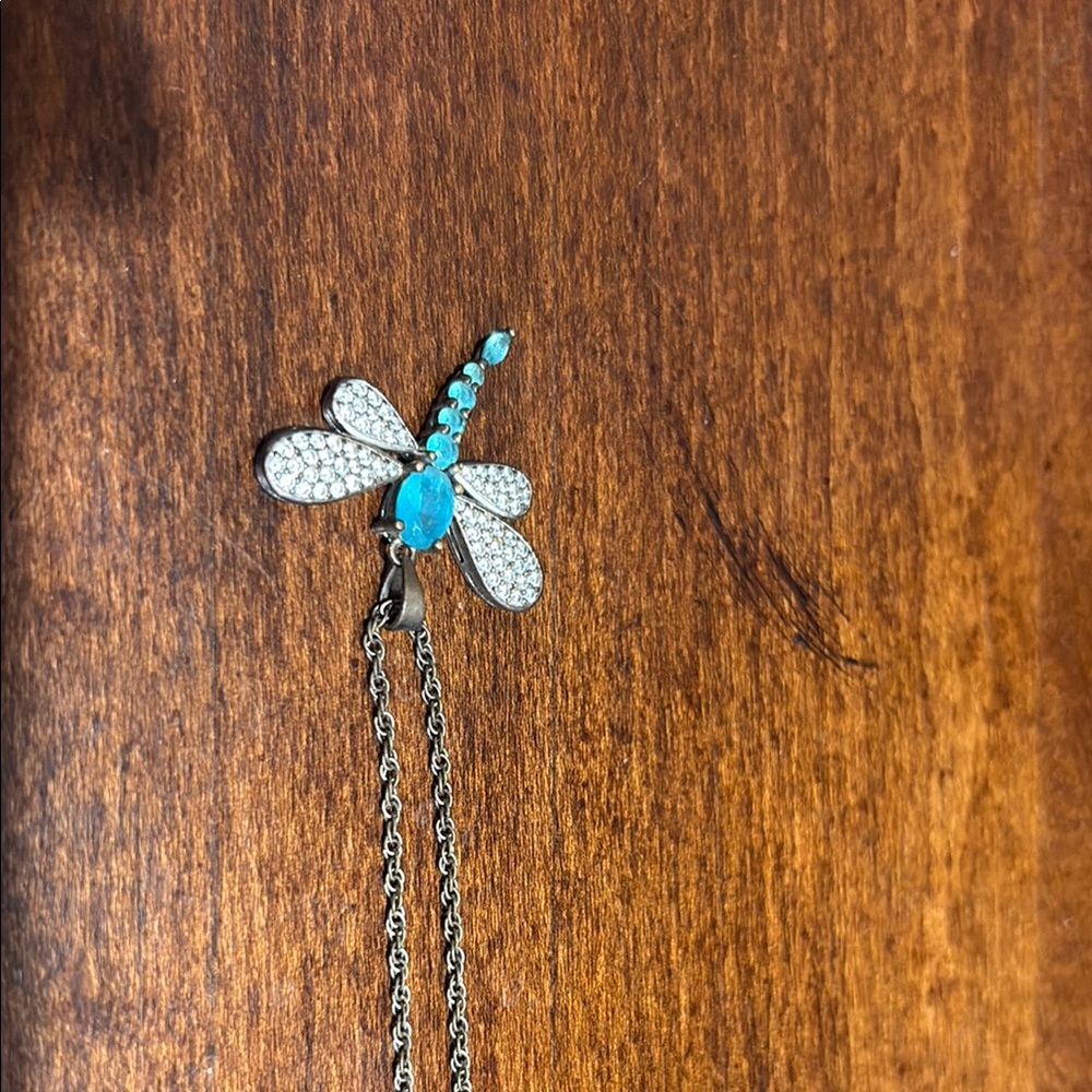 Elegant Silver and Blue Dragonfly Pendant Necklace